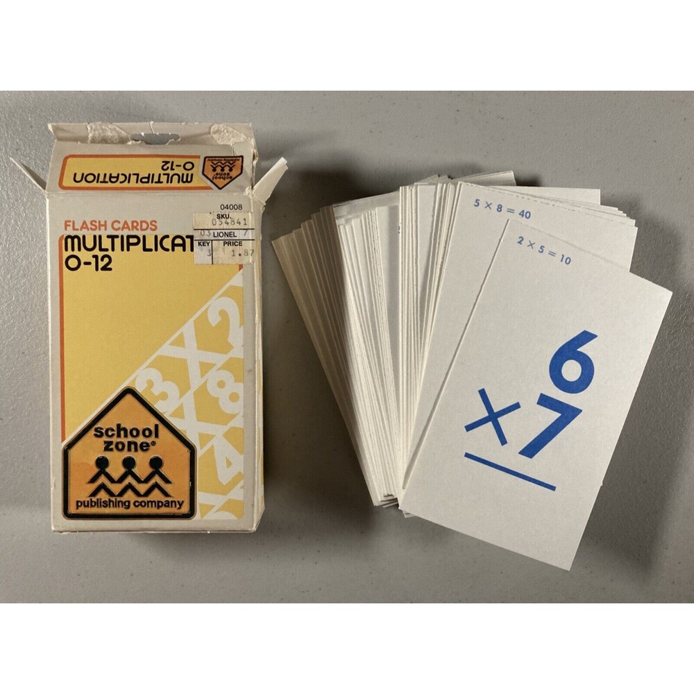 Multiplication 0-12 Math Flash Cards by School Zone (1984) • Educational